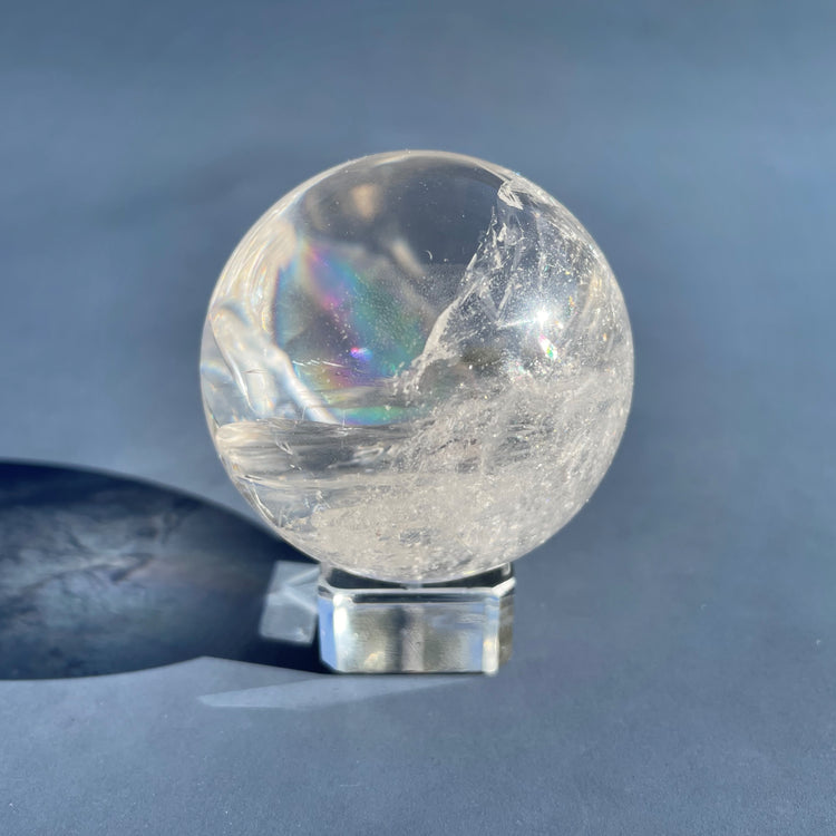 Clear Quartz Sphere with Natural Rainbows #3