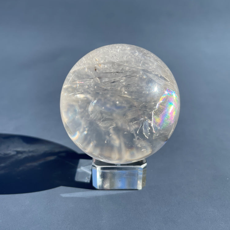 Clear Quartz Sphere with Natural Rainbows #3