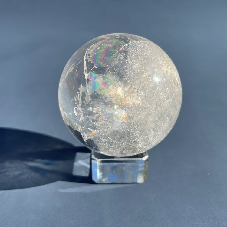 Clear Quartz Sphere with Natural Rainbows #3