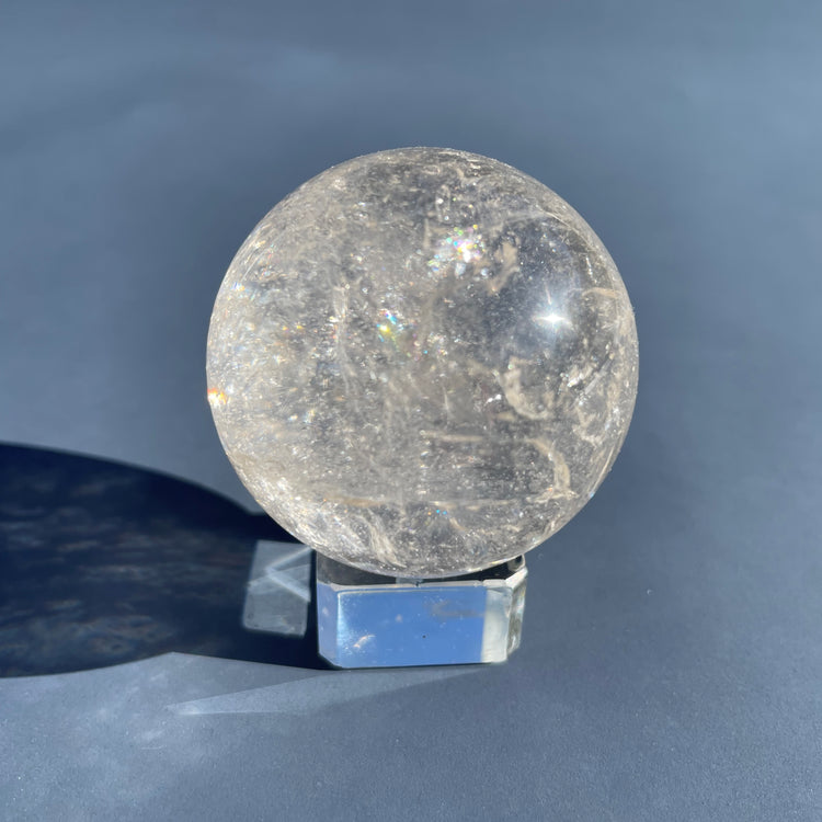 Clear Quartz Sphere with Natural Rainbows #4