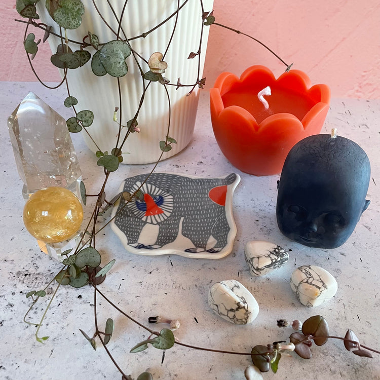 Grey Mandrill Ceramic Dish