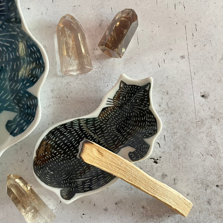 Black Cat Ceramic Dish