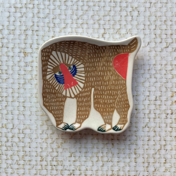 Brown Mandrill Ceramic Dish