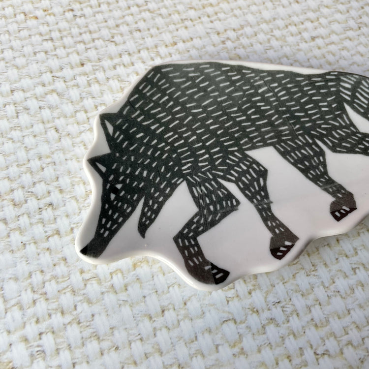 Grey Wolf Ceramic Dish