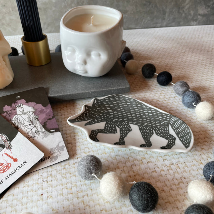 Grey Wolf Ceramic Dish