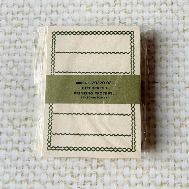 Letterpress Memo Card Dark Green
