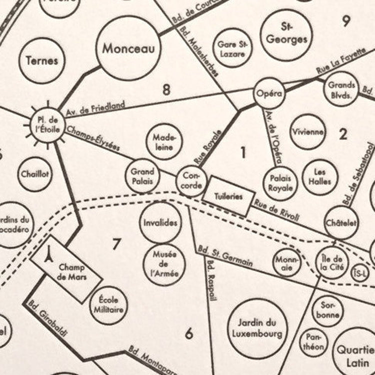 Paris Map Letterpress Print
