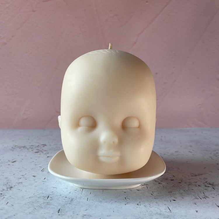 Doll Head Large Off White Candle