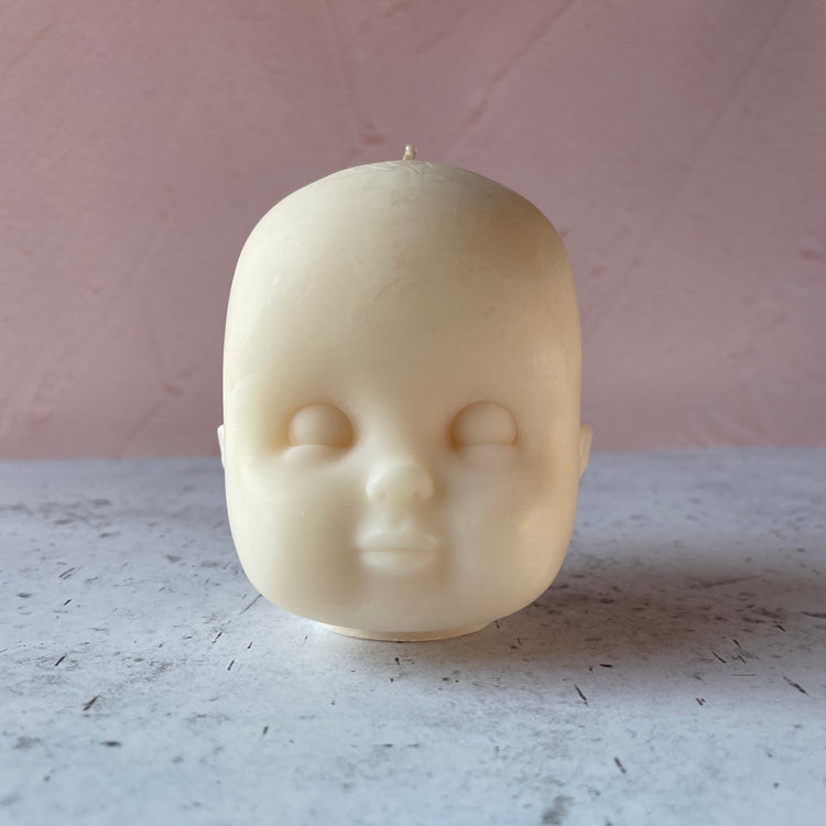 Doll Head Medium Off White Candle