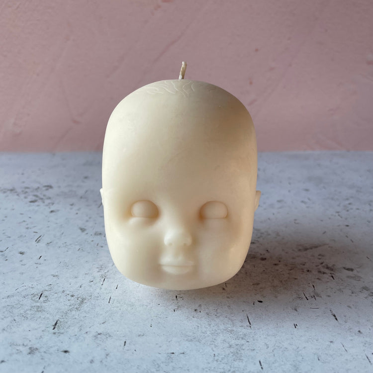 Doll Head Medium Off White Candle