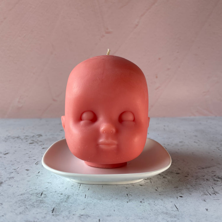 Doll Head Medium Peach Candle
