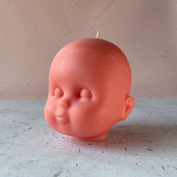 Doll Head Medium Peach Candle