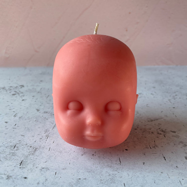 Doll Head Medium Peach Candle