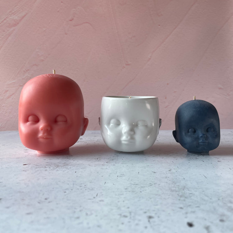 Doll Head Large Peach Candle