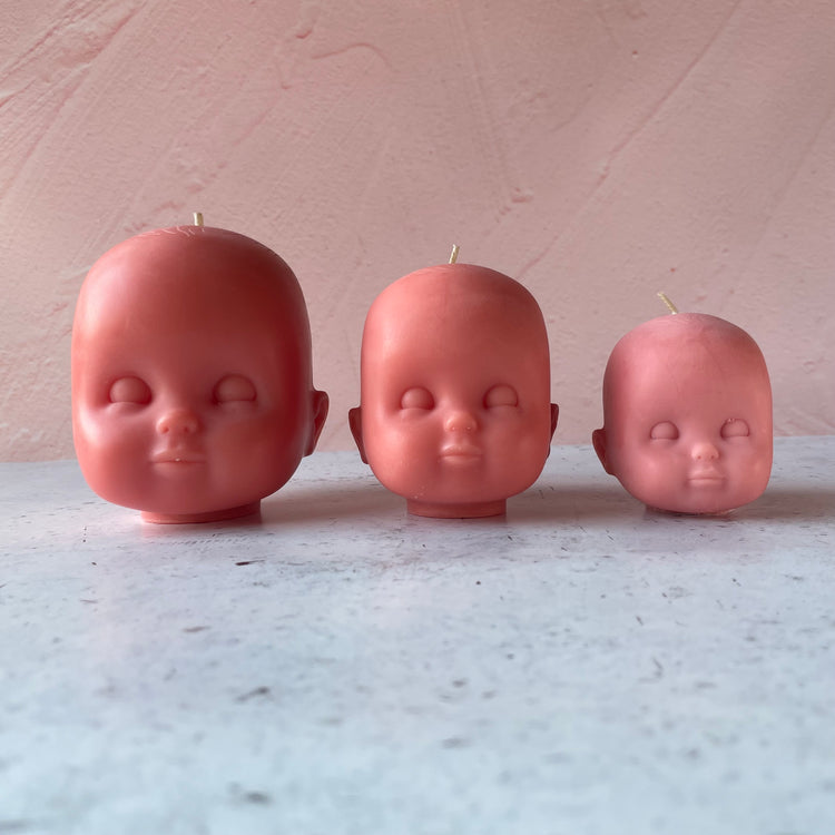 Doll Head Medium Peach Candle