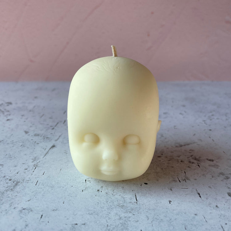 Doll Head Small Off White Candle