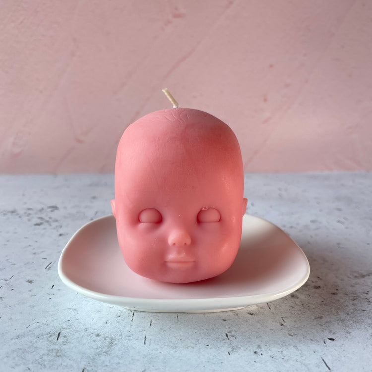 Doll Head Small Peach Candle