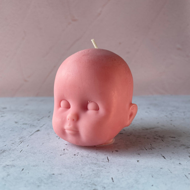 Doll Head Small Peach Candle
