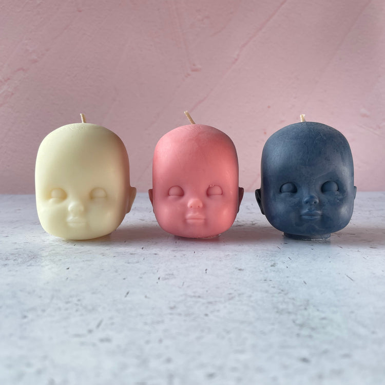 Doll Head Small Peach Candle