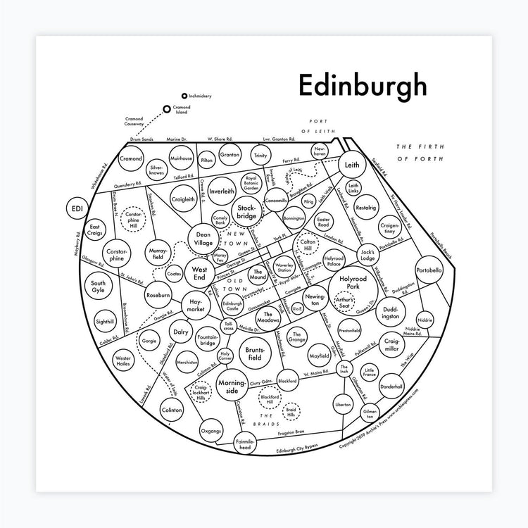 Edinburgh Map Letterpress Print
