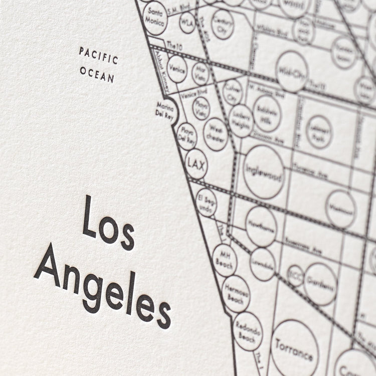 Los Angeles Map Letterpress Print