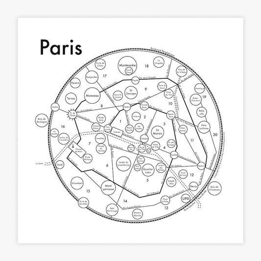 Paris Map Letterpress Print