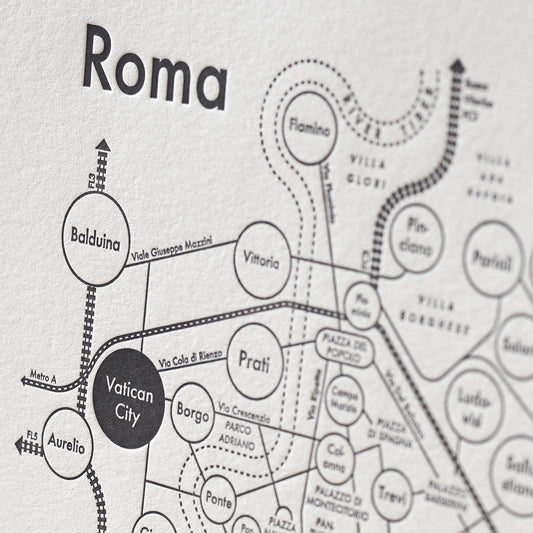 Rome Map Letterpress Print