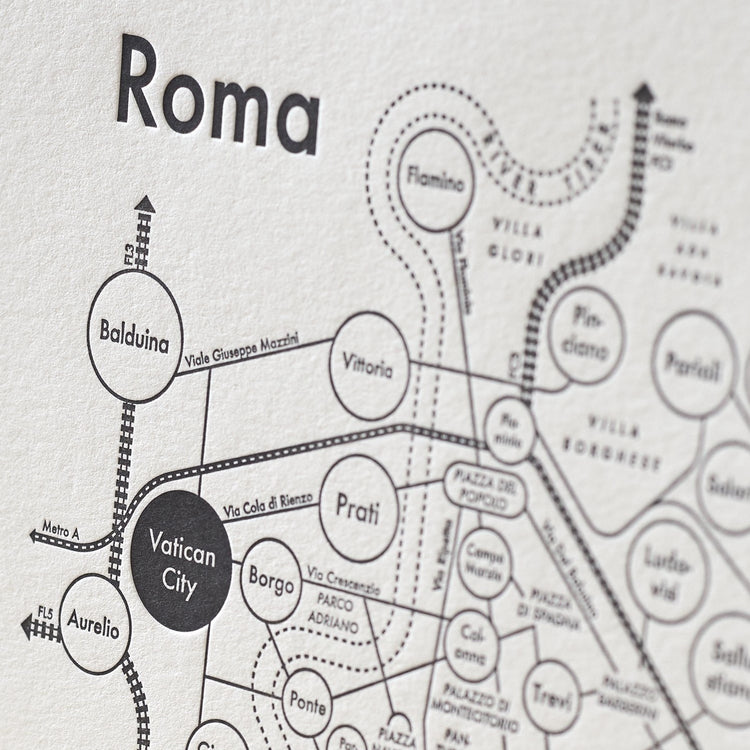Rome Map Letterpress Print