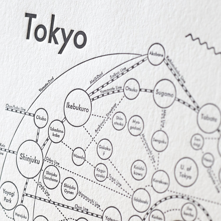 Tokyo Map Letterpress Print