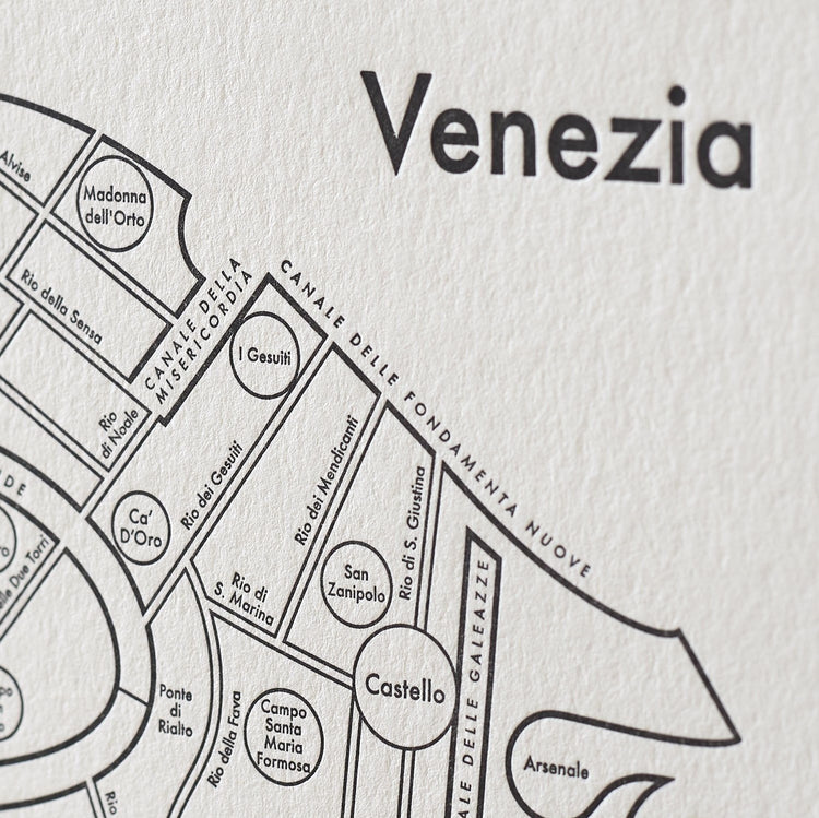 Venice Map Letterpress Print