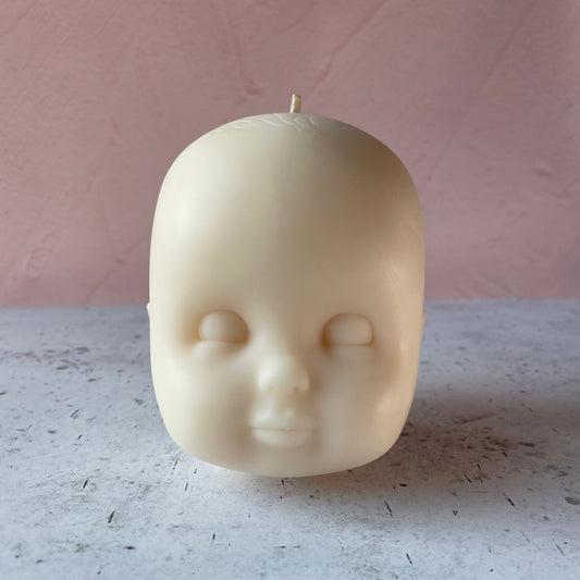 Doll Head Large Off White Candle