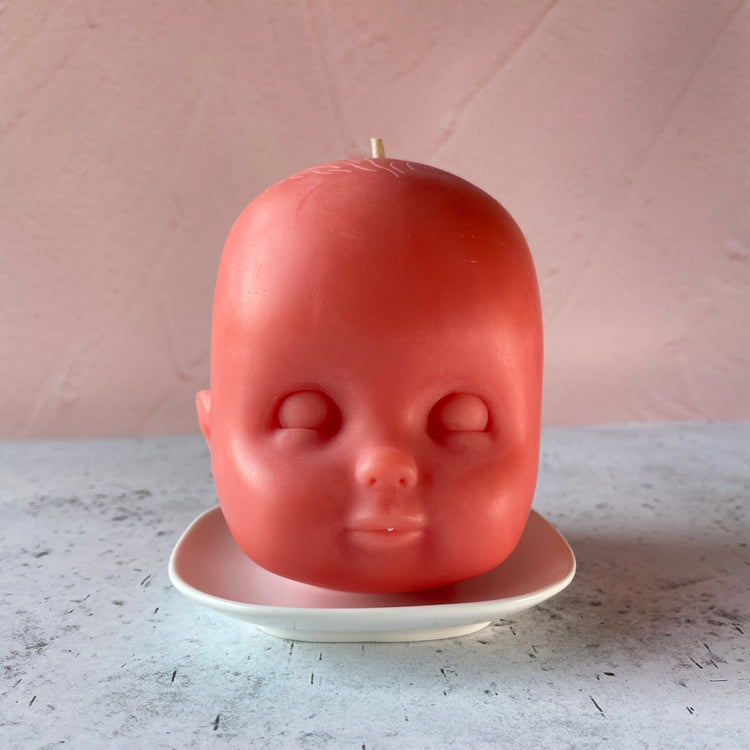 Doll Head Large Peach Candle
