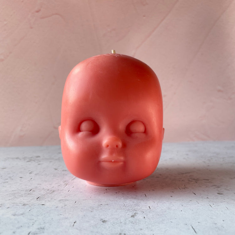 Doll Head Large Peach Candle