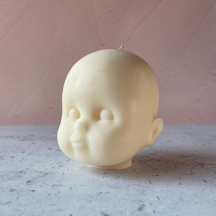 Doll Head Medium Off White Candle
