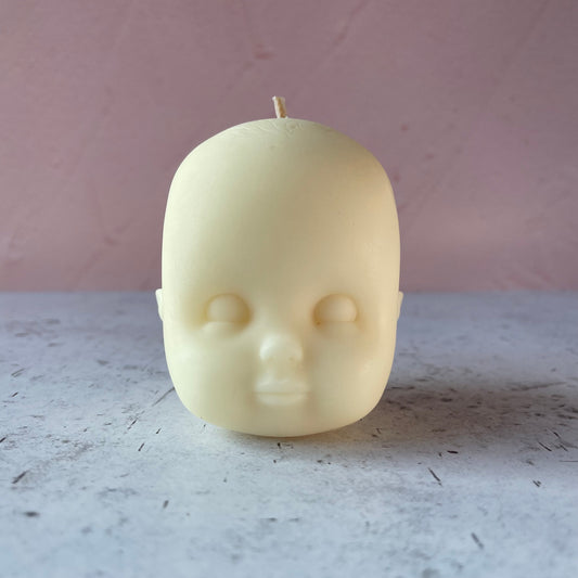 Doll Head Small Off White Candle