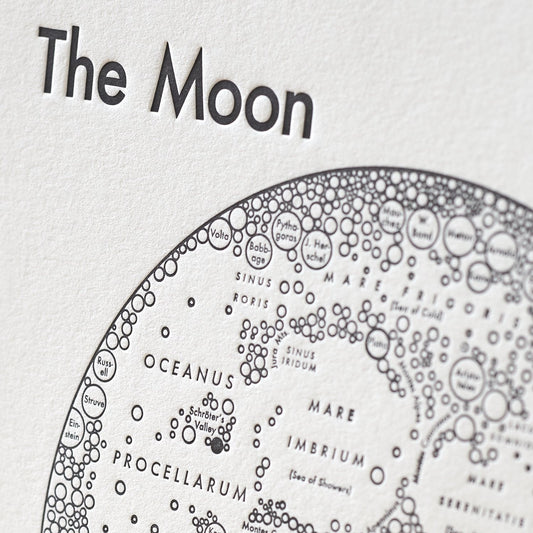 Moon Map Letterpress Print - Black/White