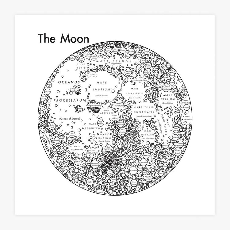 Moon Map Letterpress Print - Black/White