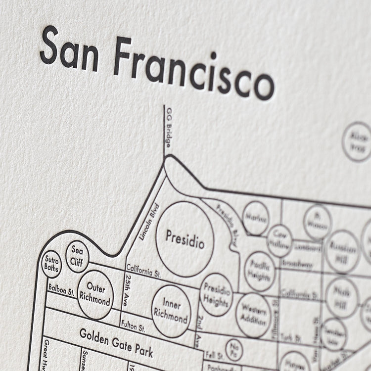 San Francisco Map Letterpress Print