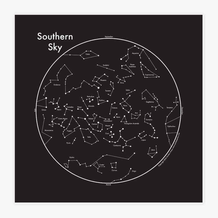 Southern Sky Constellation Letterpress Print